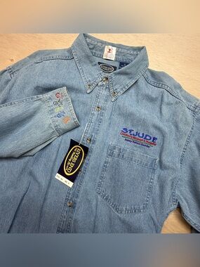 VTG NWT St Jude Childrens Research Hospital Denim Shirt XL Rivers End Embroidery